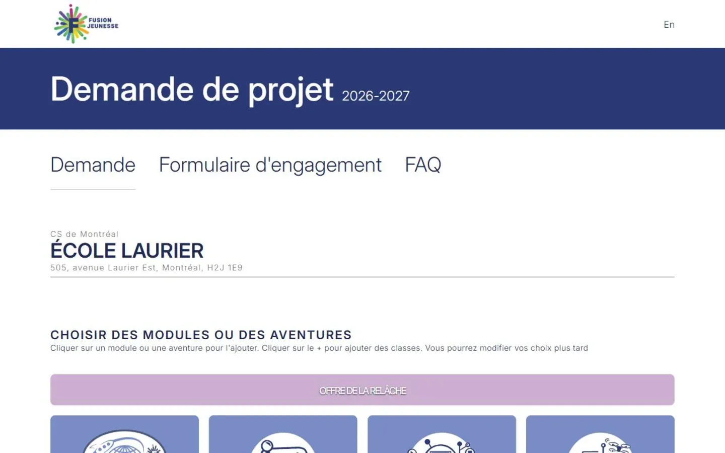 Demande de projet sur go.fusionjeunesse.org